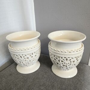 Floral Reticulated Vases Inner Bowl Planters Gail Sanborn Holiday Flower Bouquet